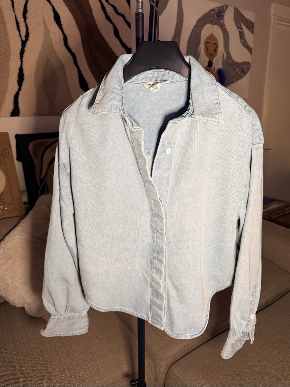 For The Republic Light Blue Denim Shirt Jacket
